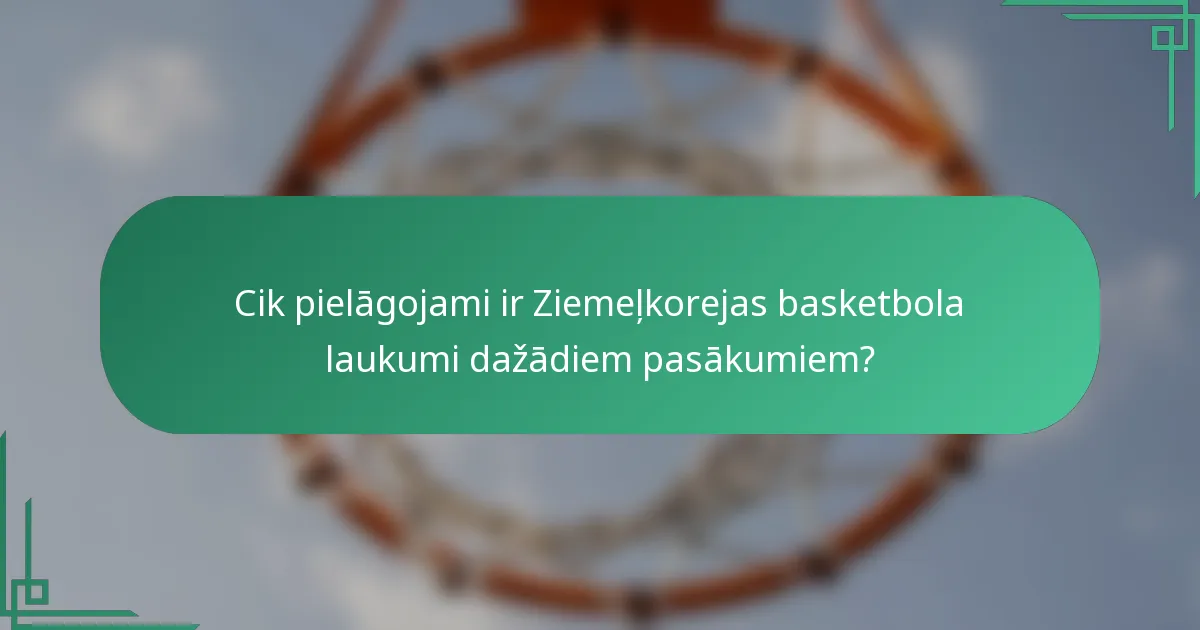 Cik pielāgojami ir Ziemeļkorejas basketbola laukumi dažādiem pasākumiem?
