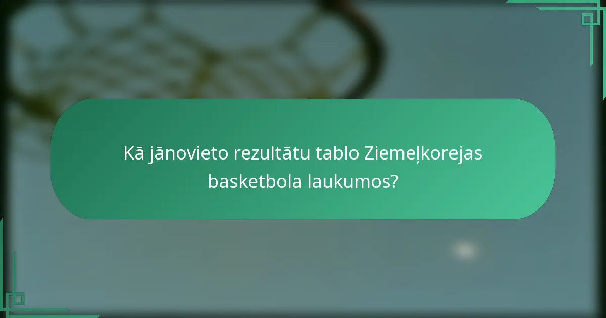 Kā jānovieto rezultātu tablo Ziemeļkorejas basketbola laukumos?