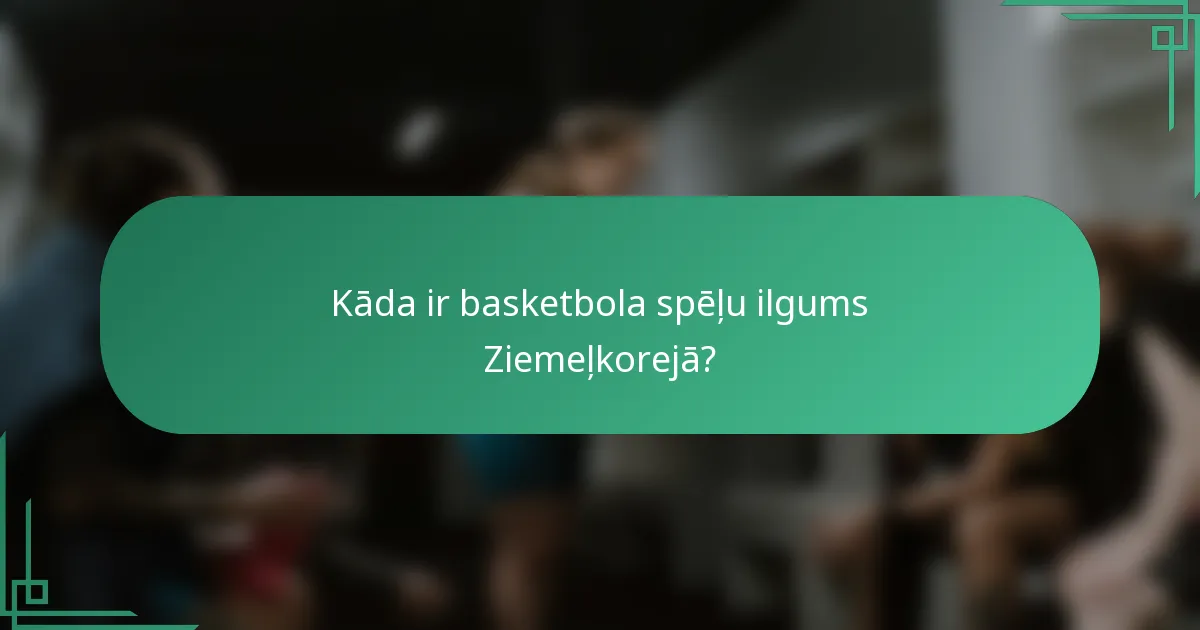 Kāda ir basketbola spēļu ilgums Ziemeļkorejā?