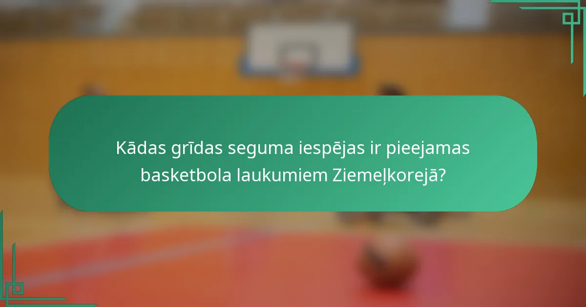 Kādas grīdas seguma iespējas ir pieejamas basketbola laukumiem Ziemeļkorejā?