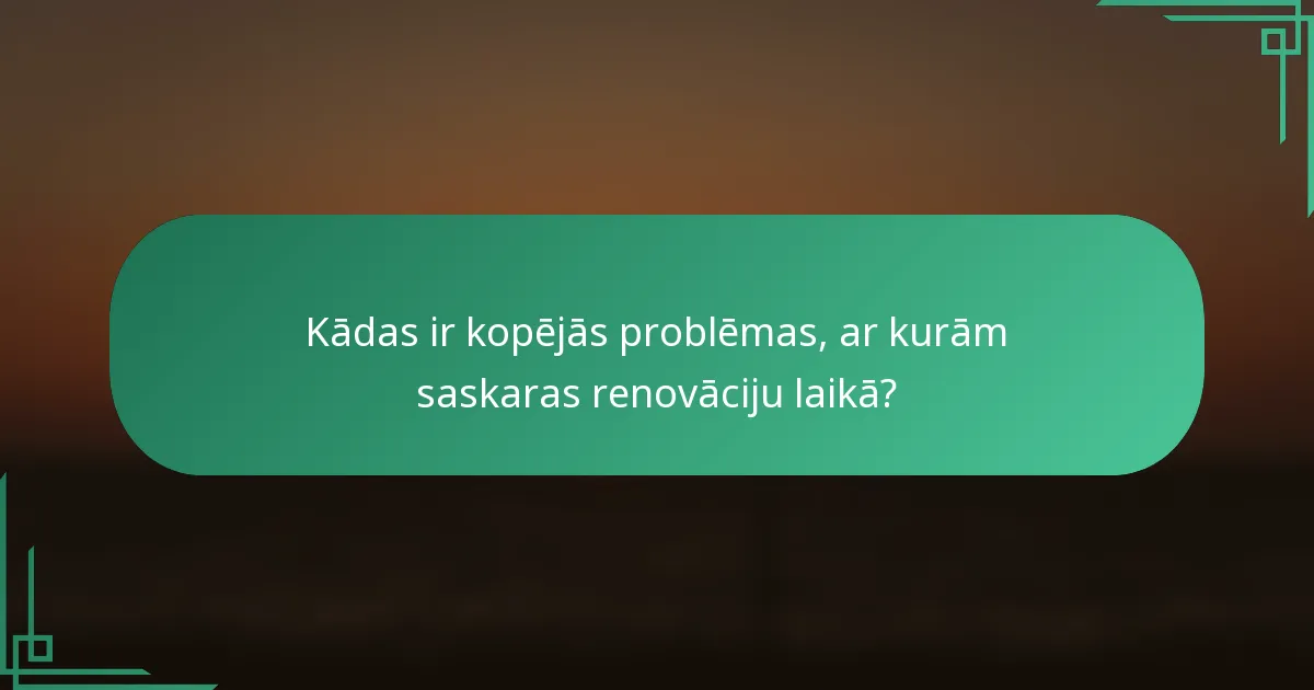 Kādas ir kopējās problēmas, ar kurām saskaras renovāciju laikā?