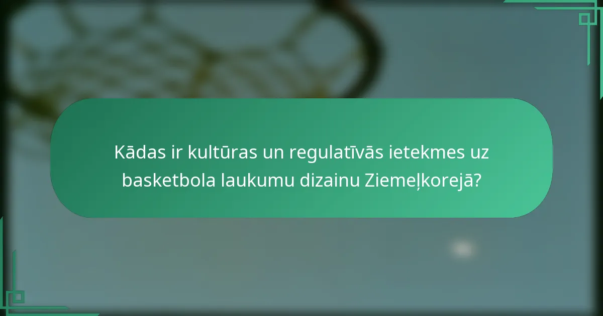 Kādas ir kultūras un regulatīvās ietekmes uz basketbola laukumu dizainu Ziemeļkorejā?