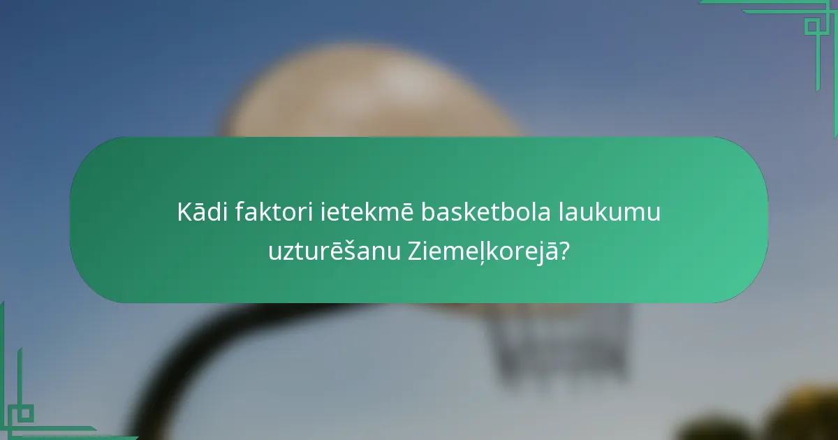 Kādi faktori ietekmē basketbola laukumu uzturēšanu Ziemeļkorejā?