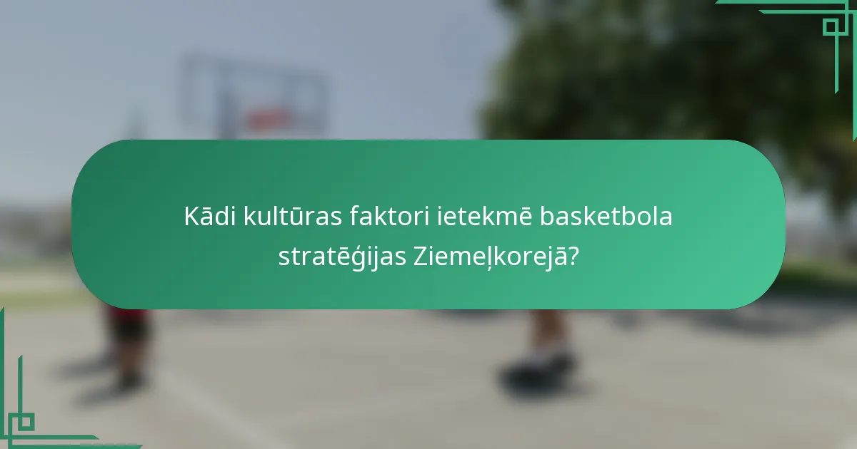 Kādi kultūras faktori ietekmē basketbola stratēģijas Ziemeļkorejā?