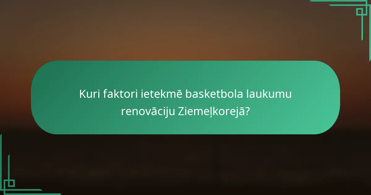 Kuri faktori ietekmē basketbola laukumu renovāciju Ziemeļkorejā?
